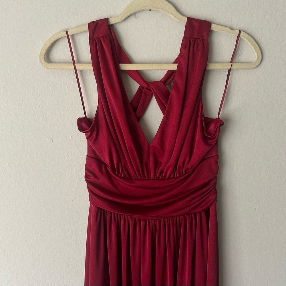 Express Wedding Formal Holiday Party Maxi Gown Dress in Burgundy Red Small NWT - Picture 4 of 12